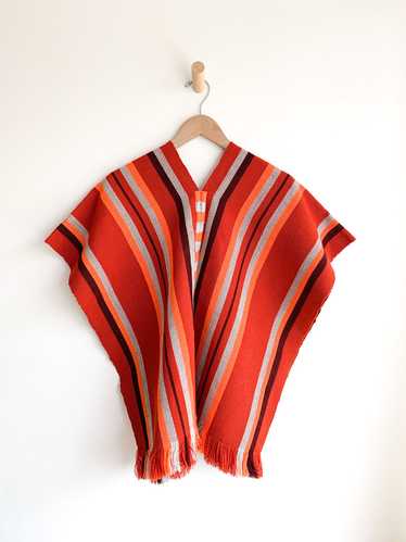 Vibrant Striped Wool Poncho