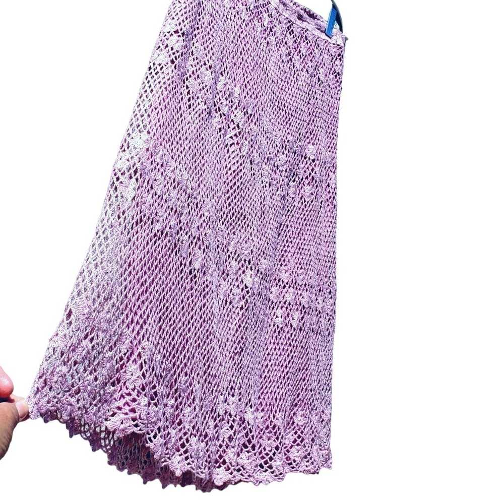 Vintage 70s Hand Crochet Set M L Skirt Top Lilac … - image 10