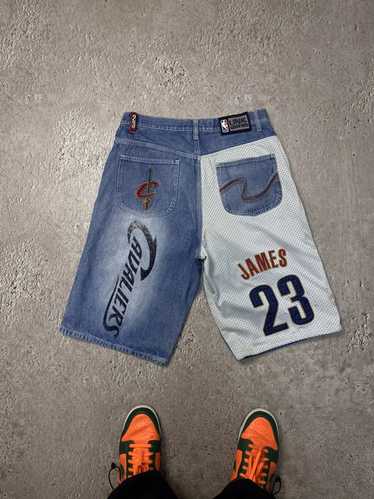 Vintage Y2K UNK NBA Cleveland Cavaliers Embroidered outlets Denim Jean Shorts Mens 35