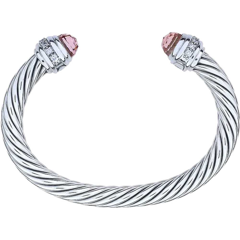 David Yurman Sterling Silver Morganite and Diamon… - image 1