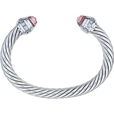 David Yurman Sterling Silver Morganite and Diamon… - image 1