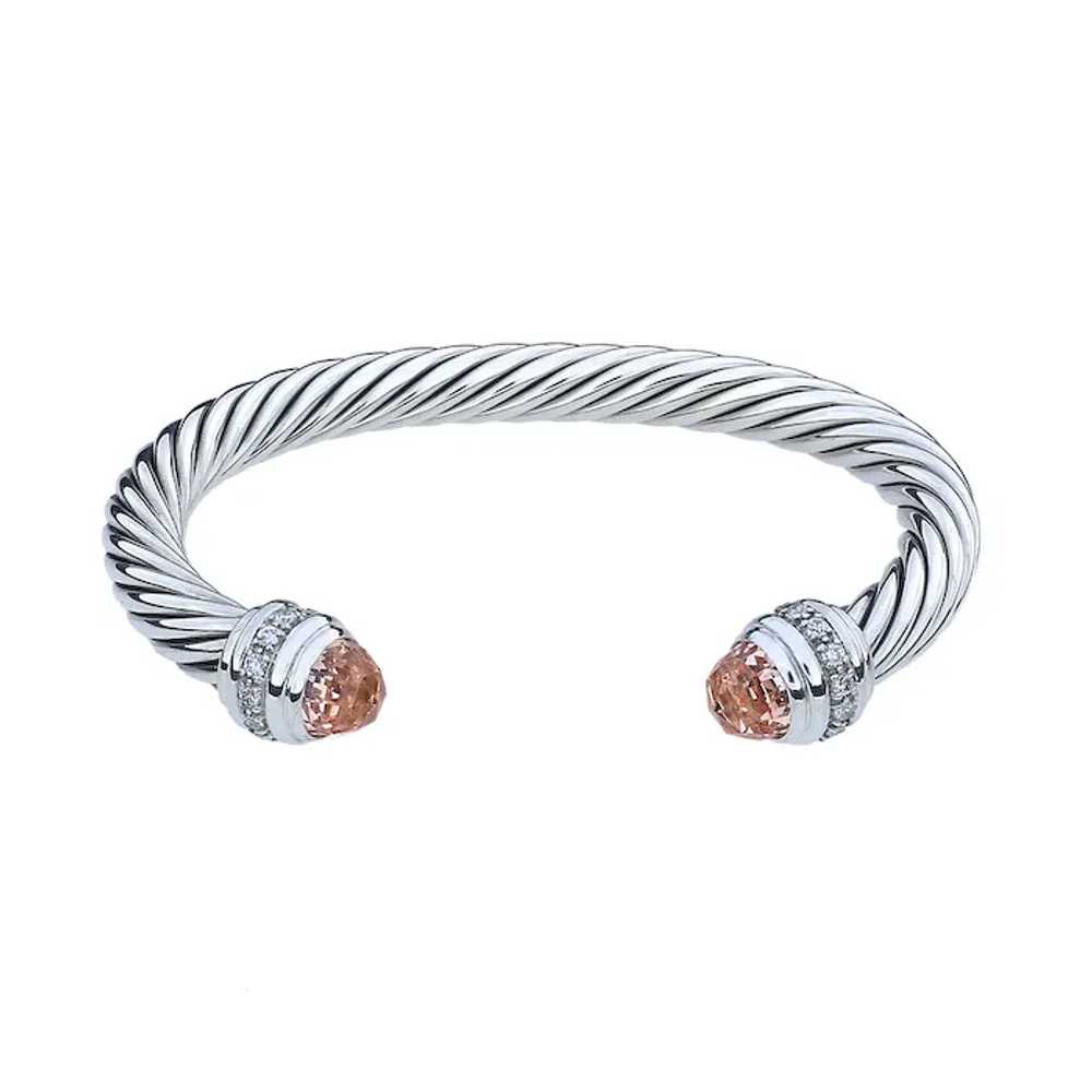 David Yurman Sterling Silver Morganite and Diamon… - image 3