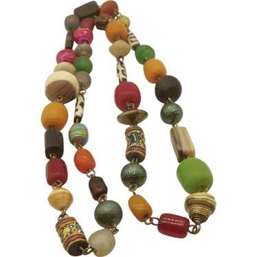 Vintage African Trade Bead Necklace Copal, Dzi Ge… - image 1
