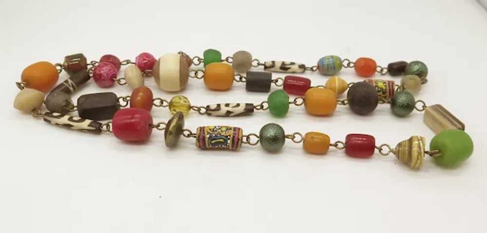 Vintage African Trade Bead Necklace Copal, Dzi Ge… - image 3