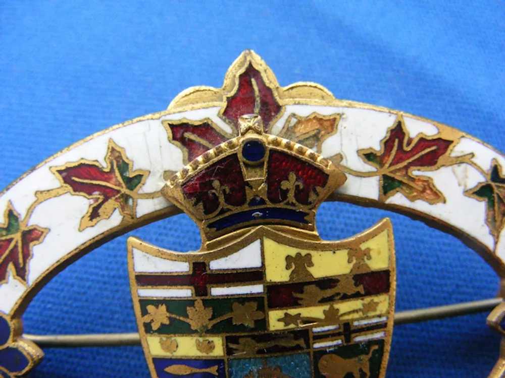 Edwardian Sash Pin Buckle Brooch Enameled Coat of… - image 2