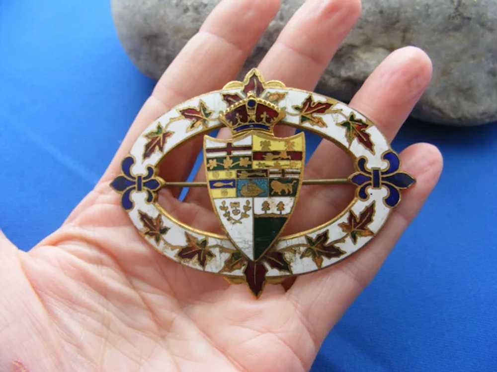 Edwardian Sash Pin Buckle Brooch Enameled Coat of… - image 5