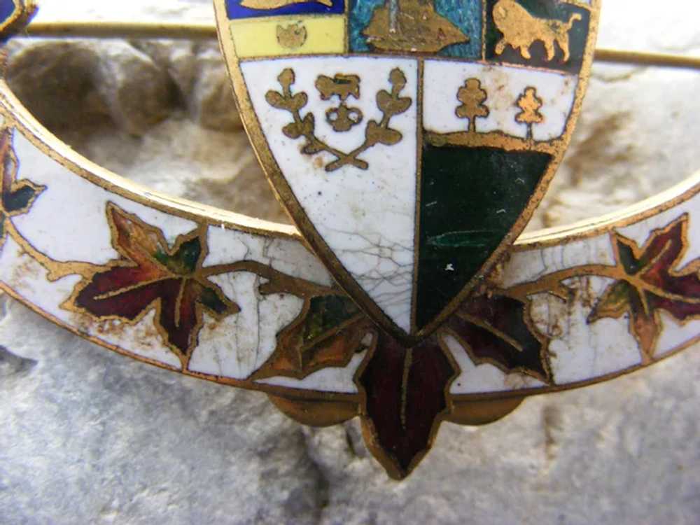 Edwardian Sash Pin Buckle Brooch Enameled Coat of… - image 6