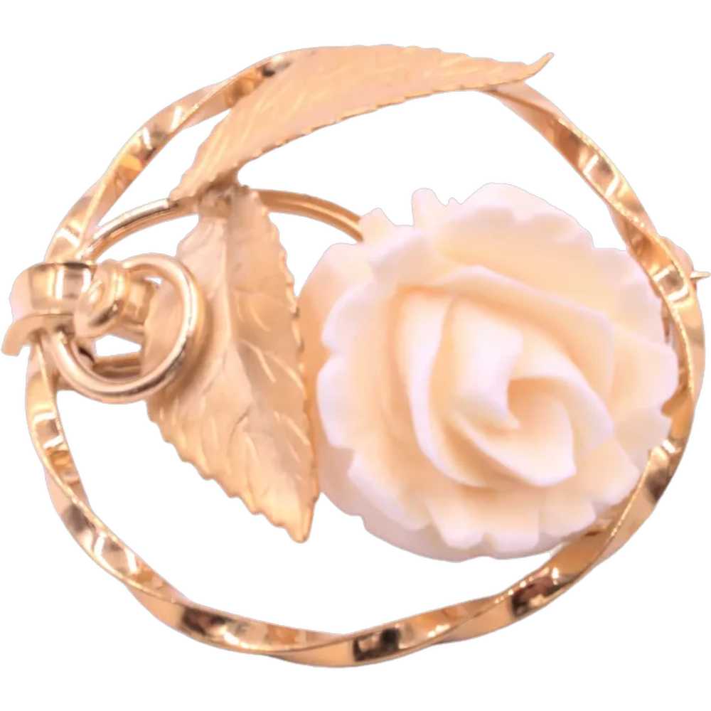 Brooch Pin Karen Lynne K.L. Rose Flower 12k Gold … - image 1