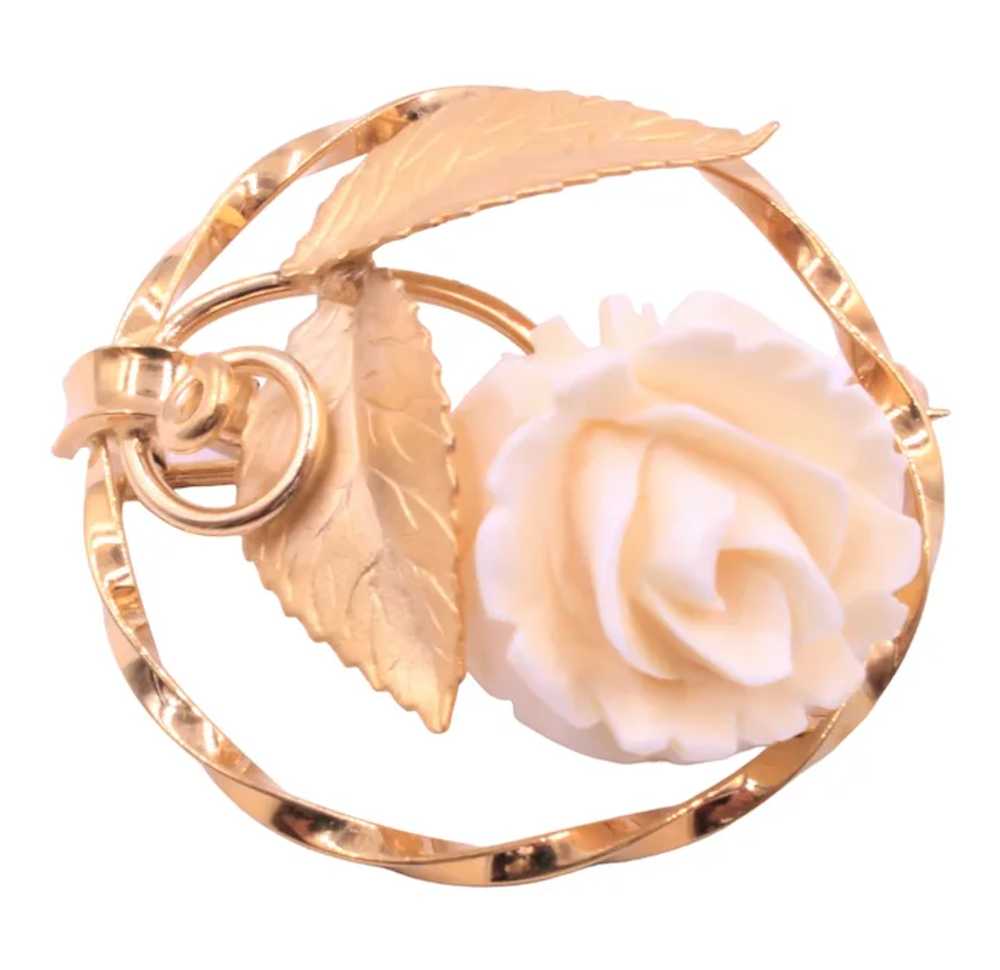 Brooch Pin Karen Lynne K.L. Rose Flower 12k Gold … - image 2