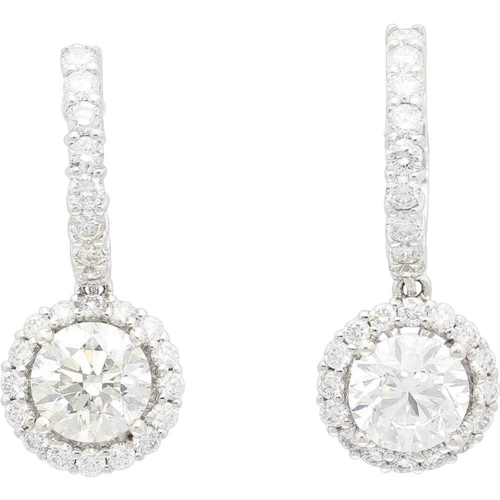 3.7 Carat Natural Diamond Dangle-Drop Earrings & … - image 1