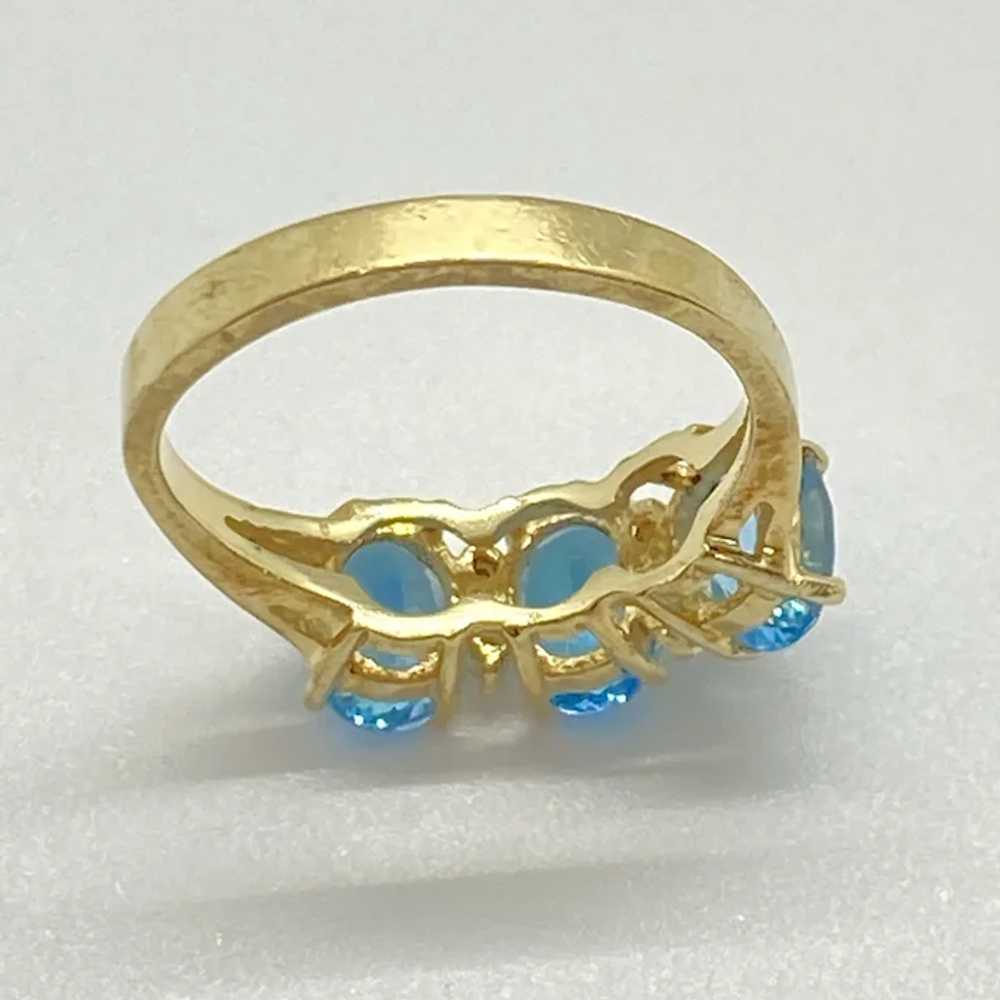 Swiss Blue Topaz & Diamond Ring 14K Gold 3.06 Car… - image 6