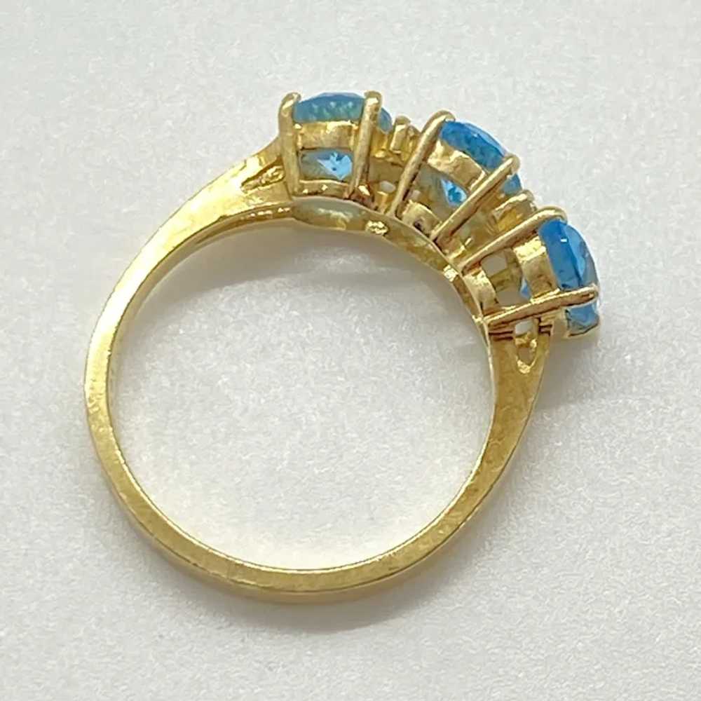 Swiss Blue Topaz & Diamond Ring 14K Gold 3.06 Car… - image 8