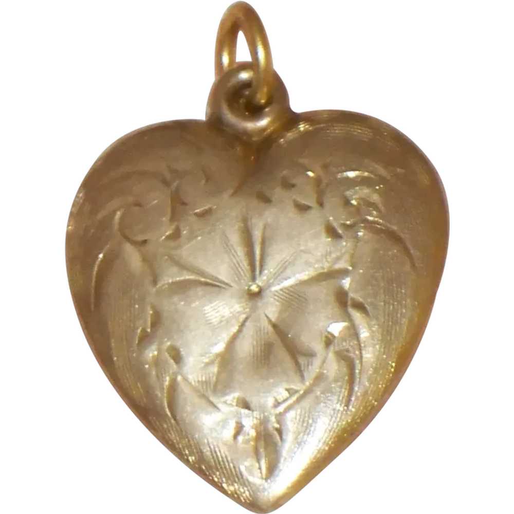 Vintage Slightly Puffy Heart Charm 10K Gold Doll … - image 1