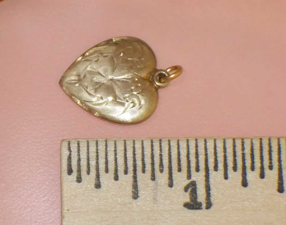 Vintage Slightly Puffy Heart Charm 10K Gold Doll … - image 2