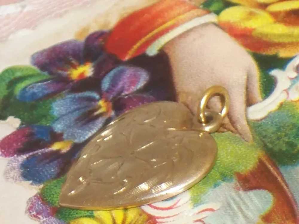 Vintage Slightly Puffy Heart Charm 10K Gold Doll … - image 4