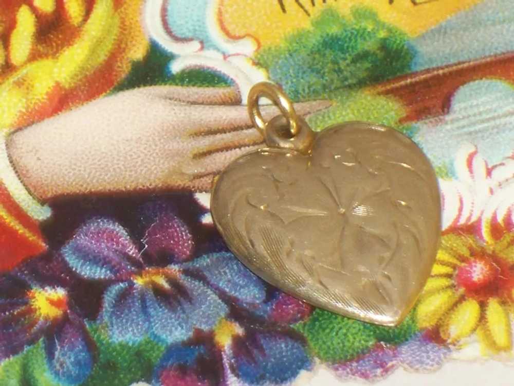Vintage Slightly Puffy Heart Charm 10K Gold Doll … - image 5