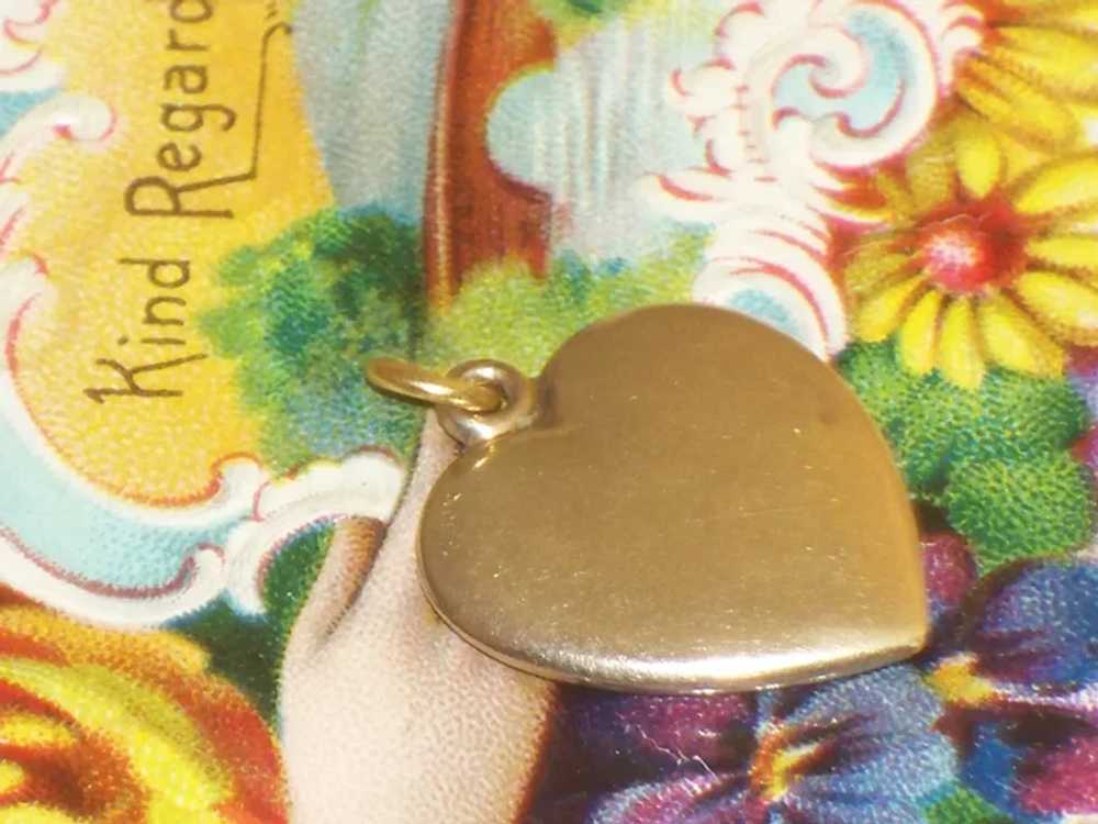 Vintage Slightly Puffy Heart Charm 10K Gold Doll … - image 6