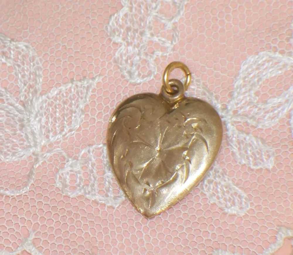 Vintage Slightly Puffy Heart Charm 10K Gold Doll … - image 7