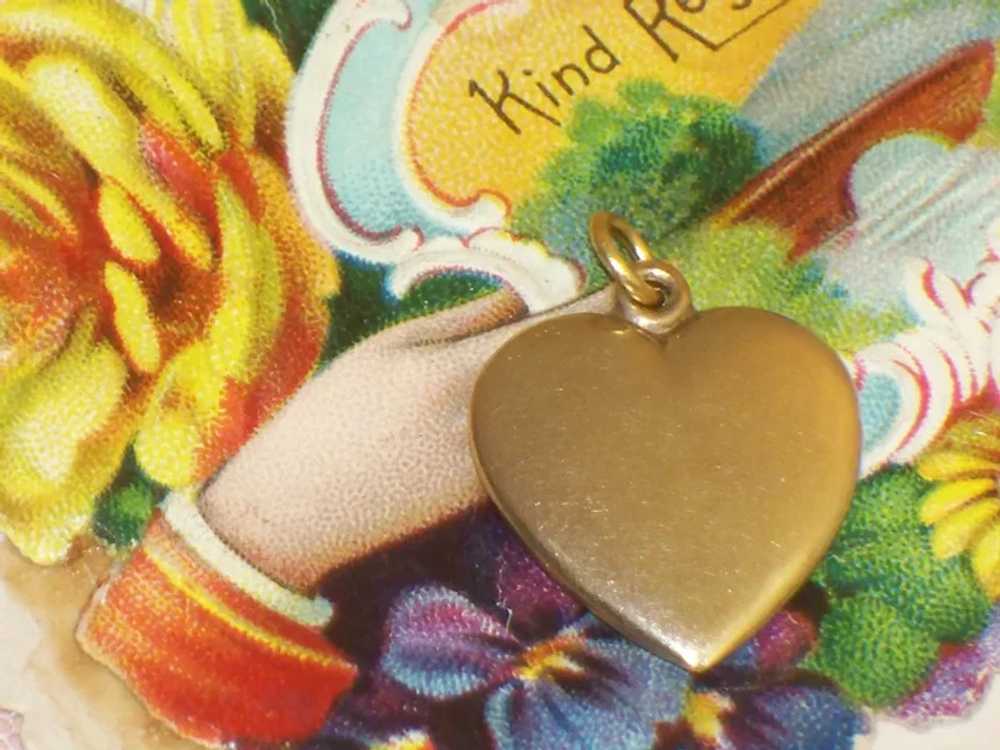Vintage Slightly Puffy Heart Charm 10K Gold Doll … - image 8