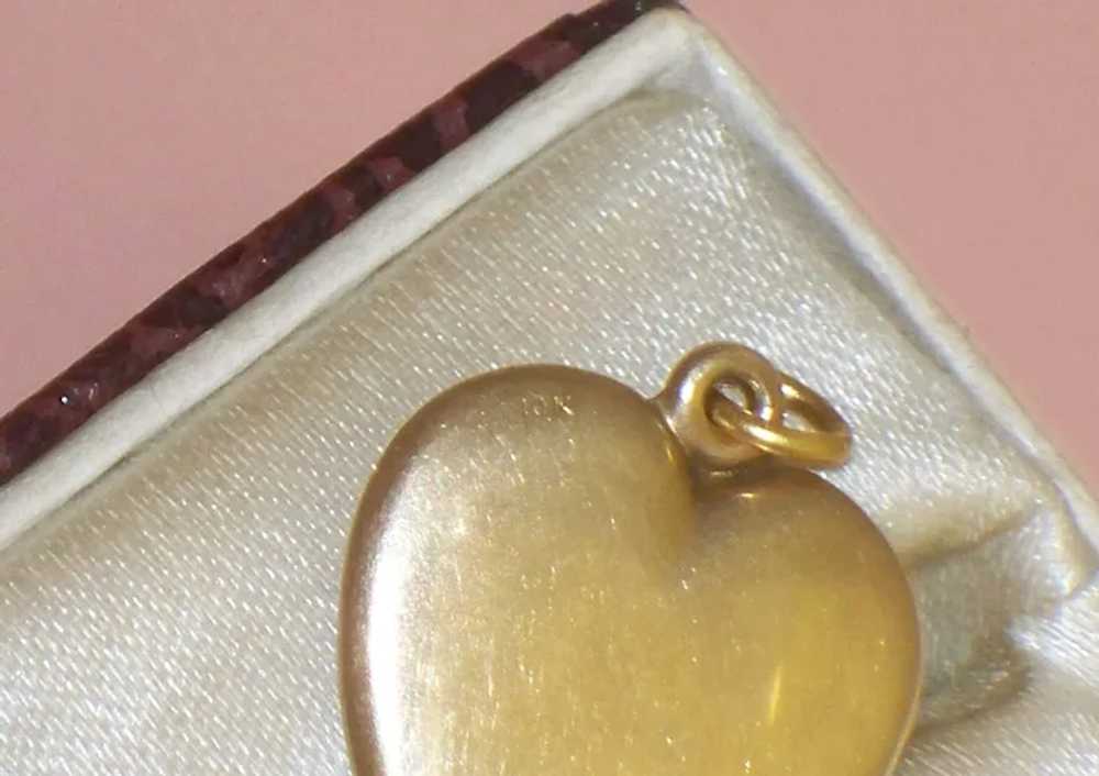 Vintage Slightly Puffy Heart Charm 10K Gold Doll … - image 9