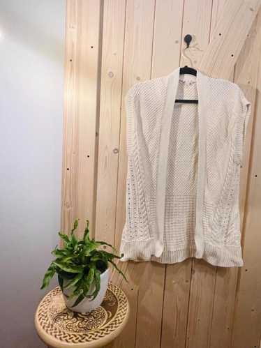 Gap Gap Cable Knit Vest Womens White Sweater 100%… - image 1