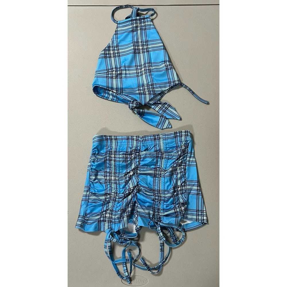 Japanese Brand × Streetwear × Vintage Blue Plaid … - image 1