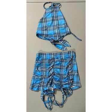 Japanese Brand × Streetwear × Vintage Blue Plaid … - image 1