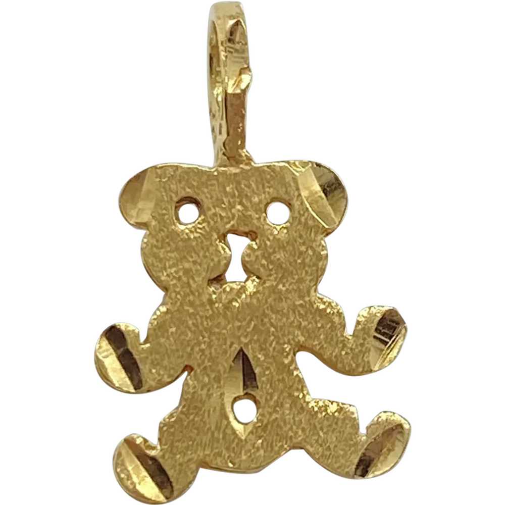 Teddy Bear Vintage Charm 14K Gold - image 1
