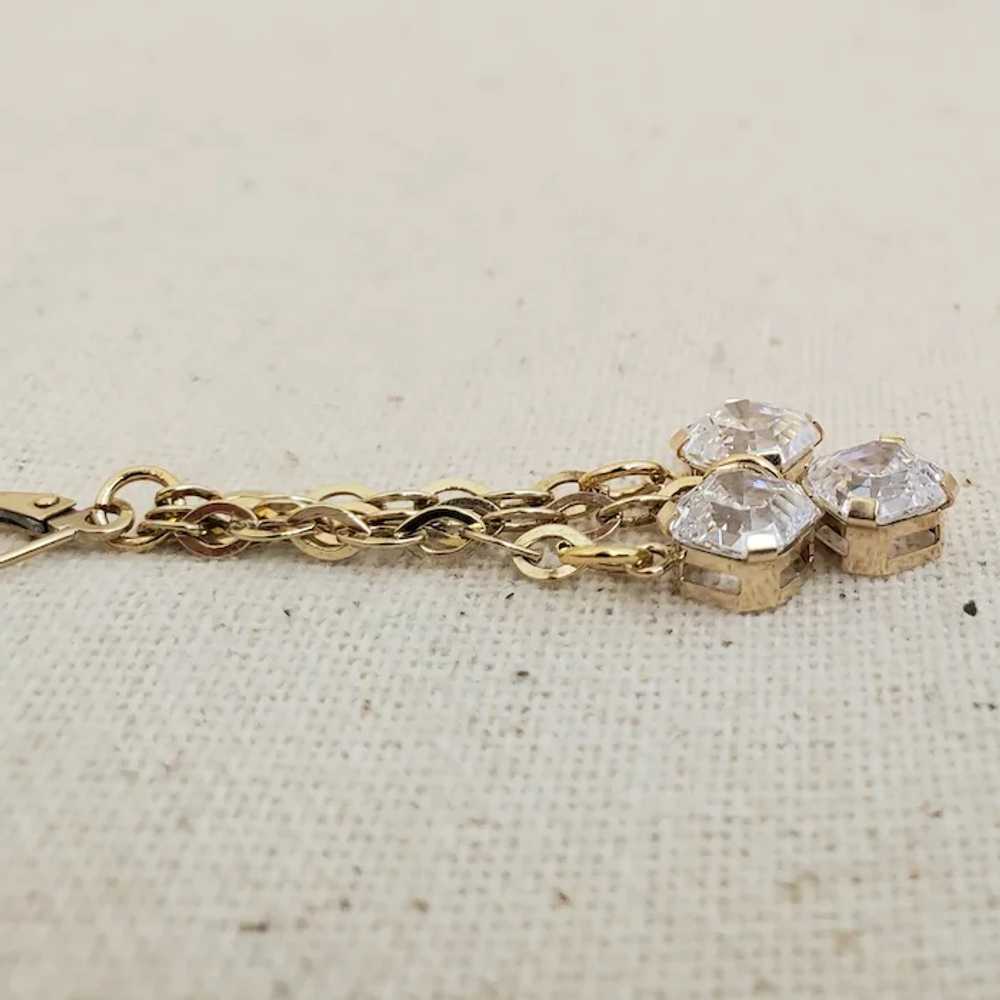 Estate 10k Gold JCM Three Chain Faceted CZ's Dang… - image 5