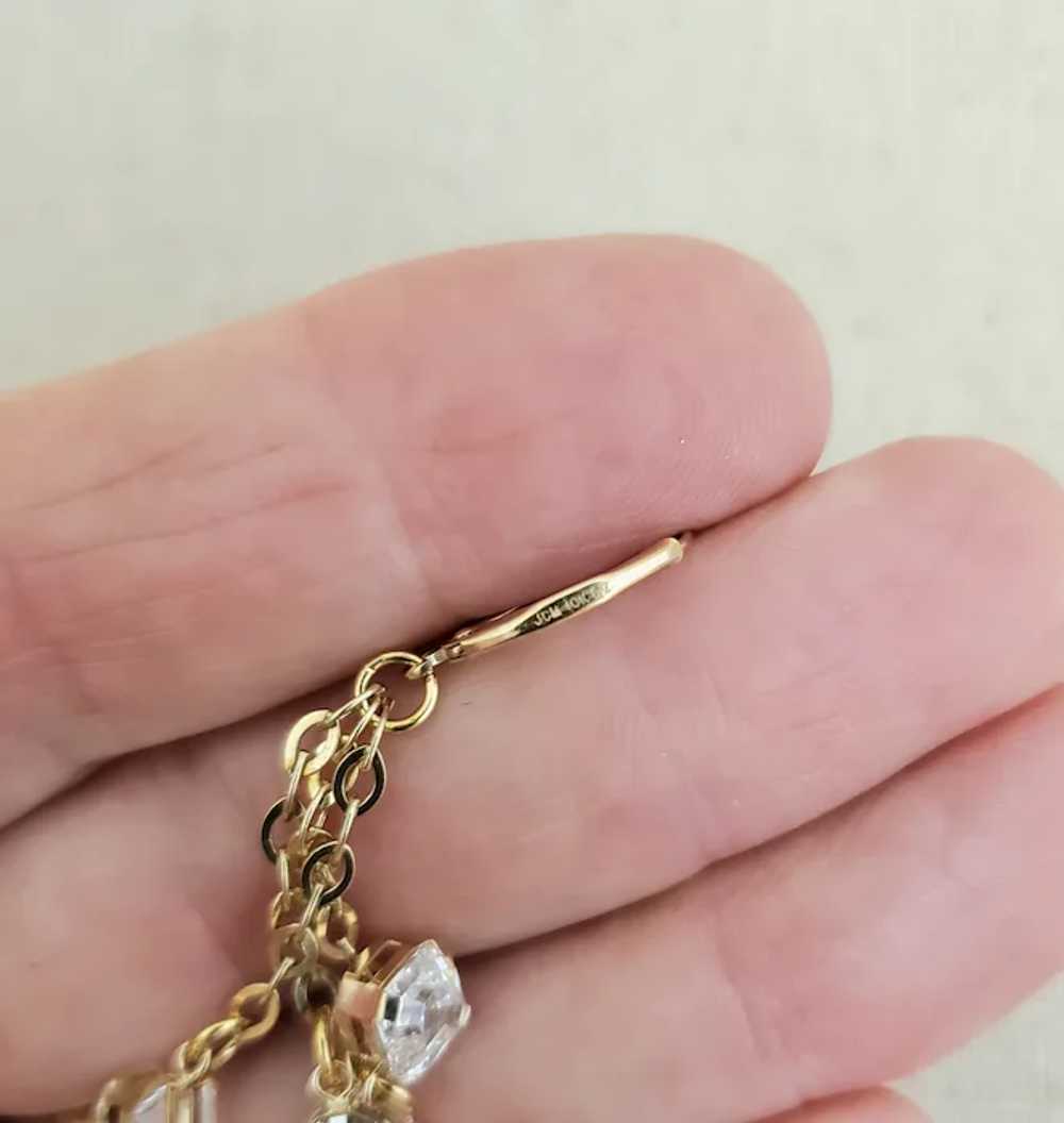 Estate 10k Gold JCM Three Chain Faceted CZ's Dang… - image 7