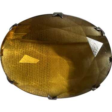 Vintage Sterling Silver & Large Faceted Citrine R… - image 1