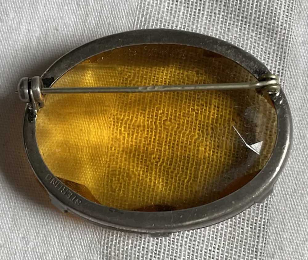 Vintage Sterling Silver & Large Faceted Citrine R… - image 2