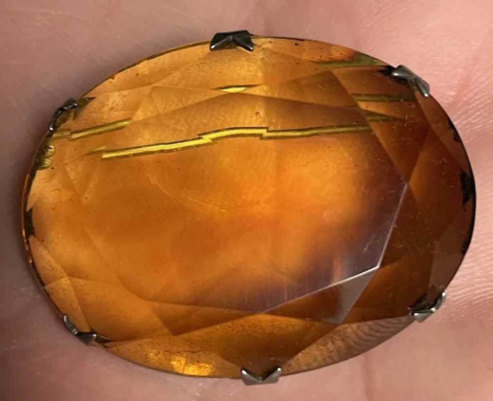 Vintage Sterling Silver & Large Faceted Citrine R… - image 3