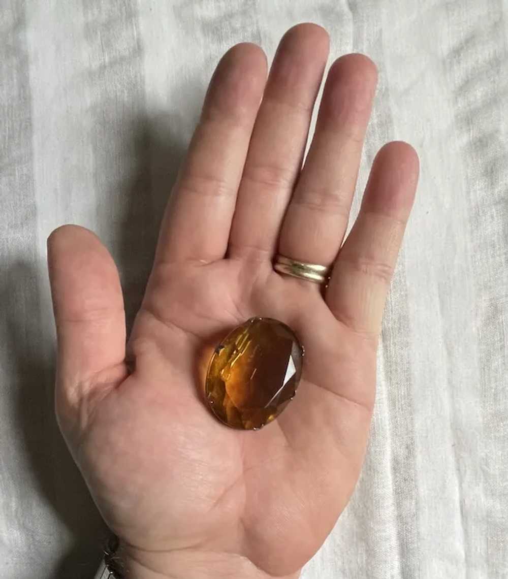 Vintage Sterling Silver & Large Faceted Citrine R… - image 4