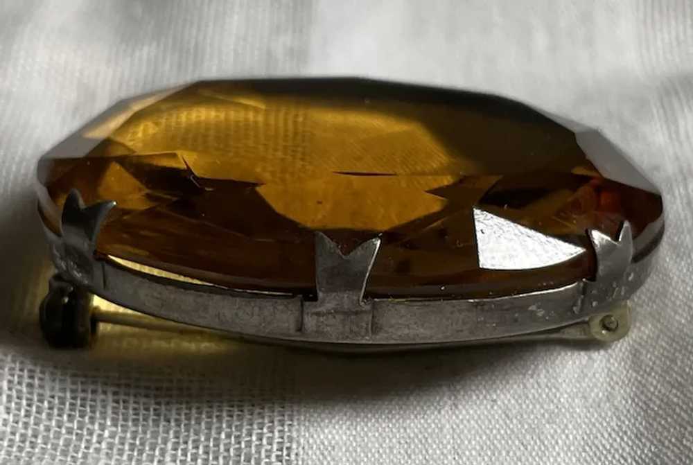 Vintage Sterling Silver & Large Faceted Citrine R… - image 5