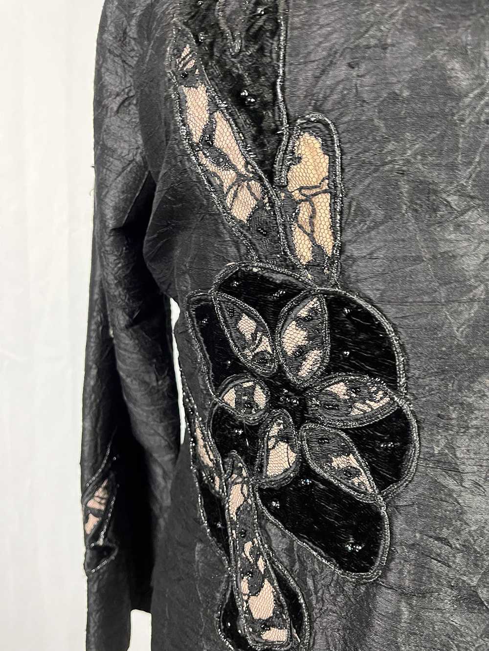 Anage Size 14 Black & Beige Floral Jacket - image 2
