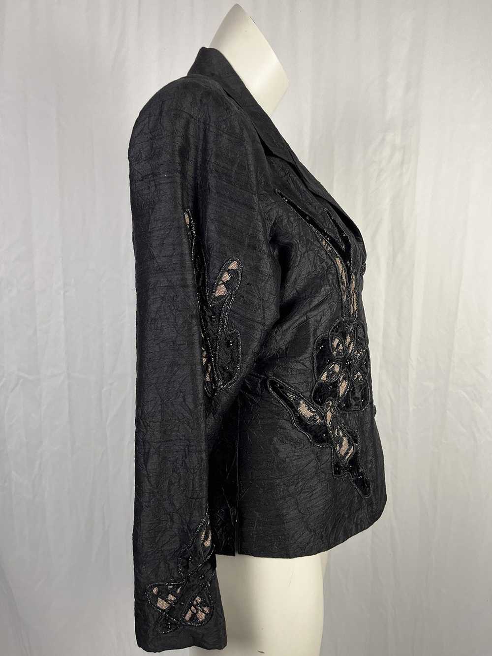 Anage Size 14 Black & Beige Floral Jacket - image 3