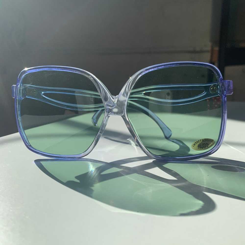 1960s-70s Deadstock Translucent Blue & Clear Over… - image 1