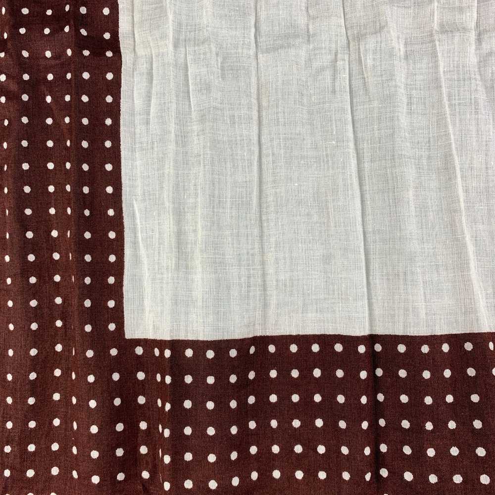 Vintage Brown White Polka Dot Linen Pocket Square - image 2