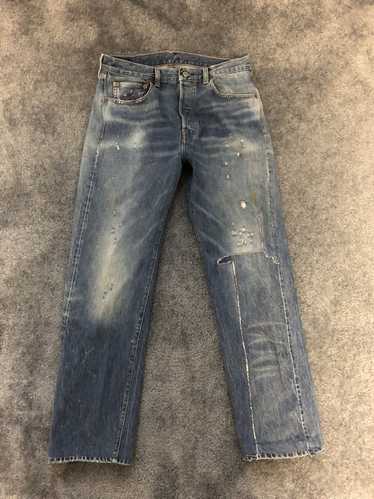 LEVI'S LVC 501XX 1947 Reprod Red Selvedge Big E Ripped Patched Jeans Men's  32/34