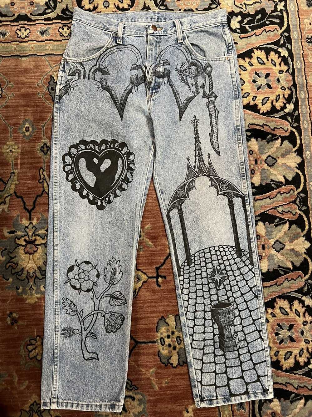 Streetwear 1/1 Gothic hand-drawn jeans - image 1