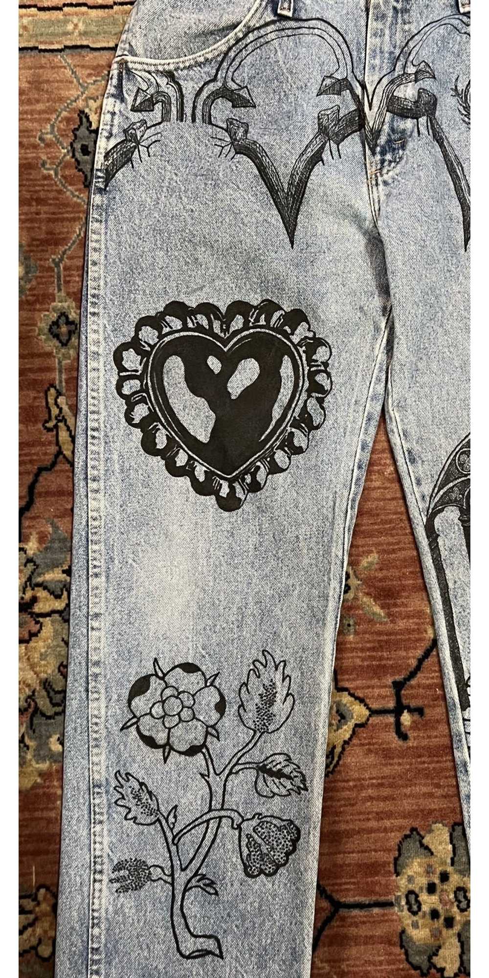 Streetwear 1/1 Gothic hand-drawn jeans - image 2