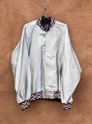 Silver Satin Jacket with Southwest Detail by Black