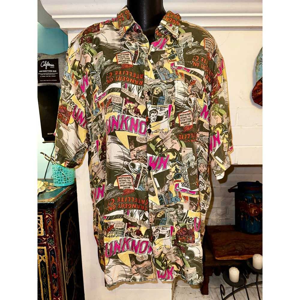 Robert Stock 80's UNISEX SILK COMIC SHIRT 1953 JO… - image 1