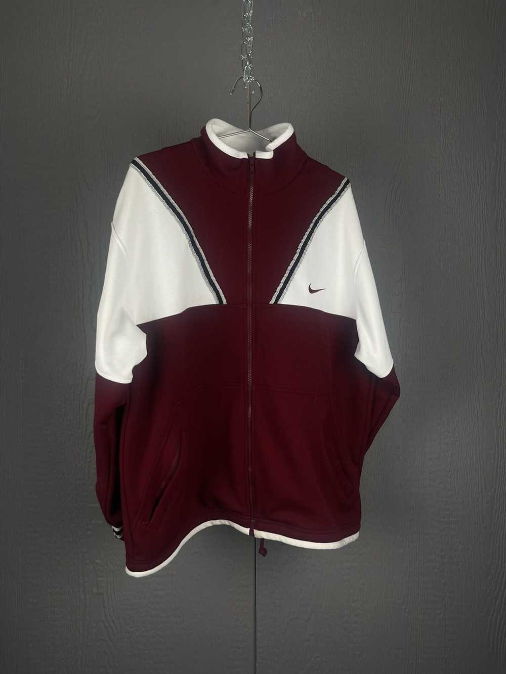 Nike × Vintage Vintage 90s Burgundy Two Toned Ful… - image 1