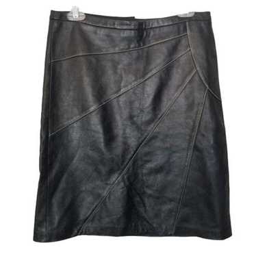 Bcbg black leather mini cheap skirt