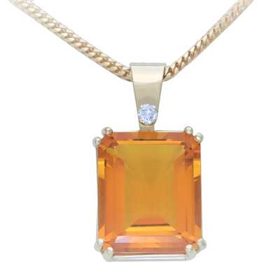 Vintage Natural 29ct Citrine and Diamond Pendant