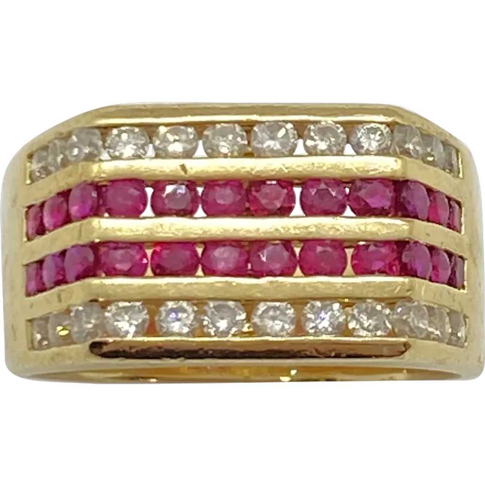 Handsome Ruby and Diamond Mens Ring 14K Gold 1.68… - image 1