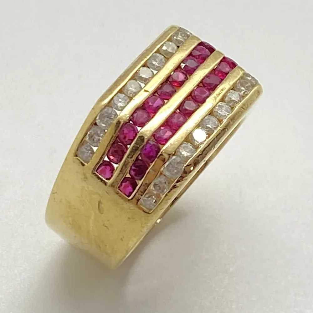 Handsome Ruby and Diamond Mens Ring 14K Gold 1.68… - image 2