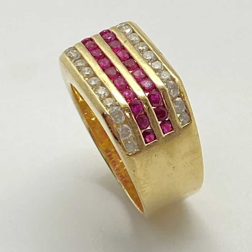 Handsome Ruby and Diamond Mens Ring 14K Gold 1.68… - image 3